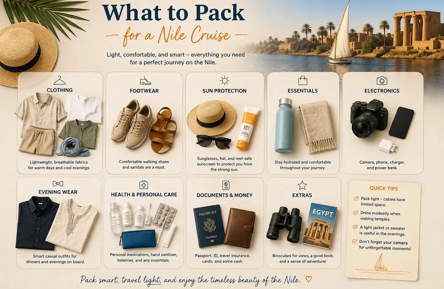 Infographic: what to pack for a Nile river cruise