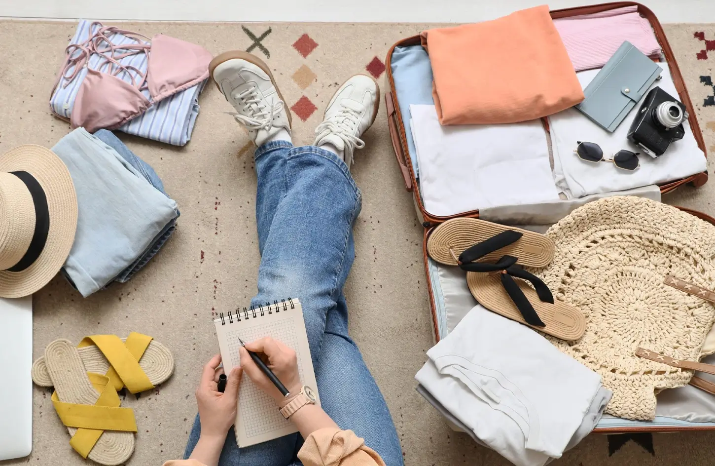 Girl packing her suitcase