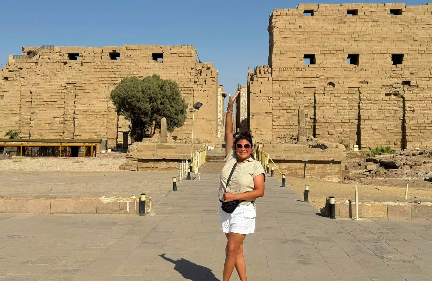 Tourist standing in front of Karnak Temple