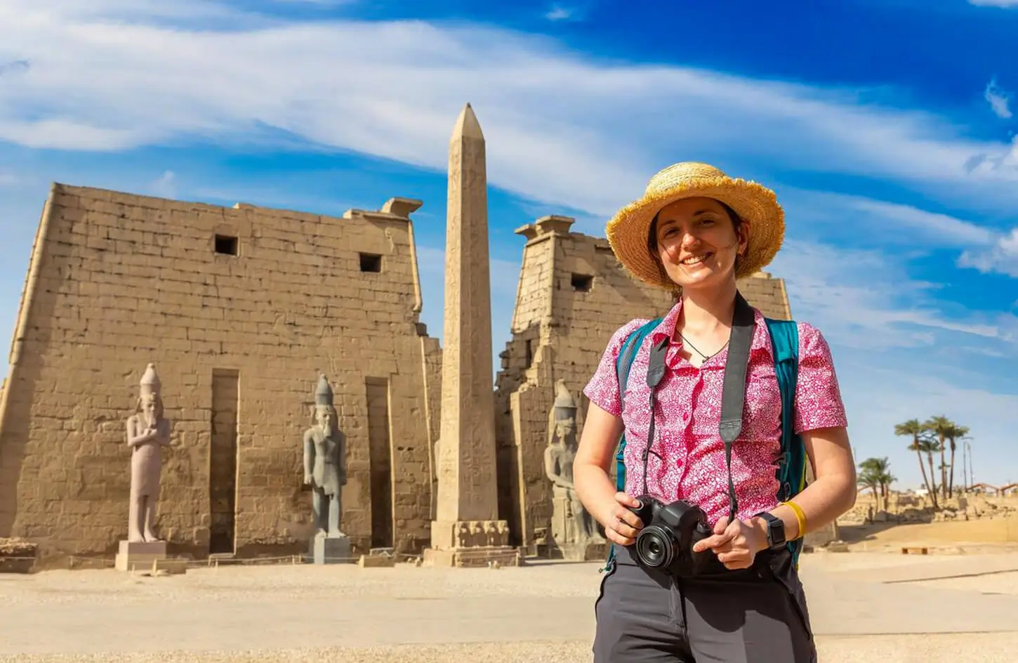 Girl standing in front of Luxor Temple