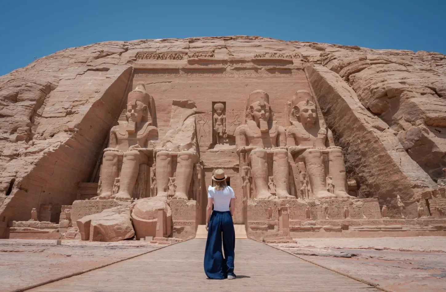Woman at Abu Simbel viewing the Temple of Ramses II