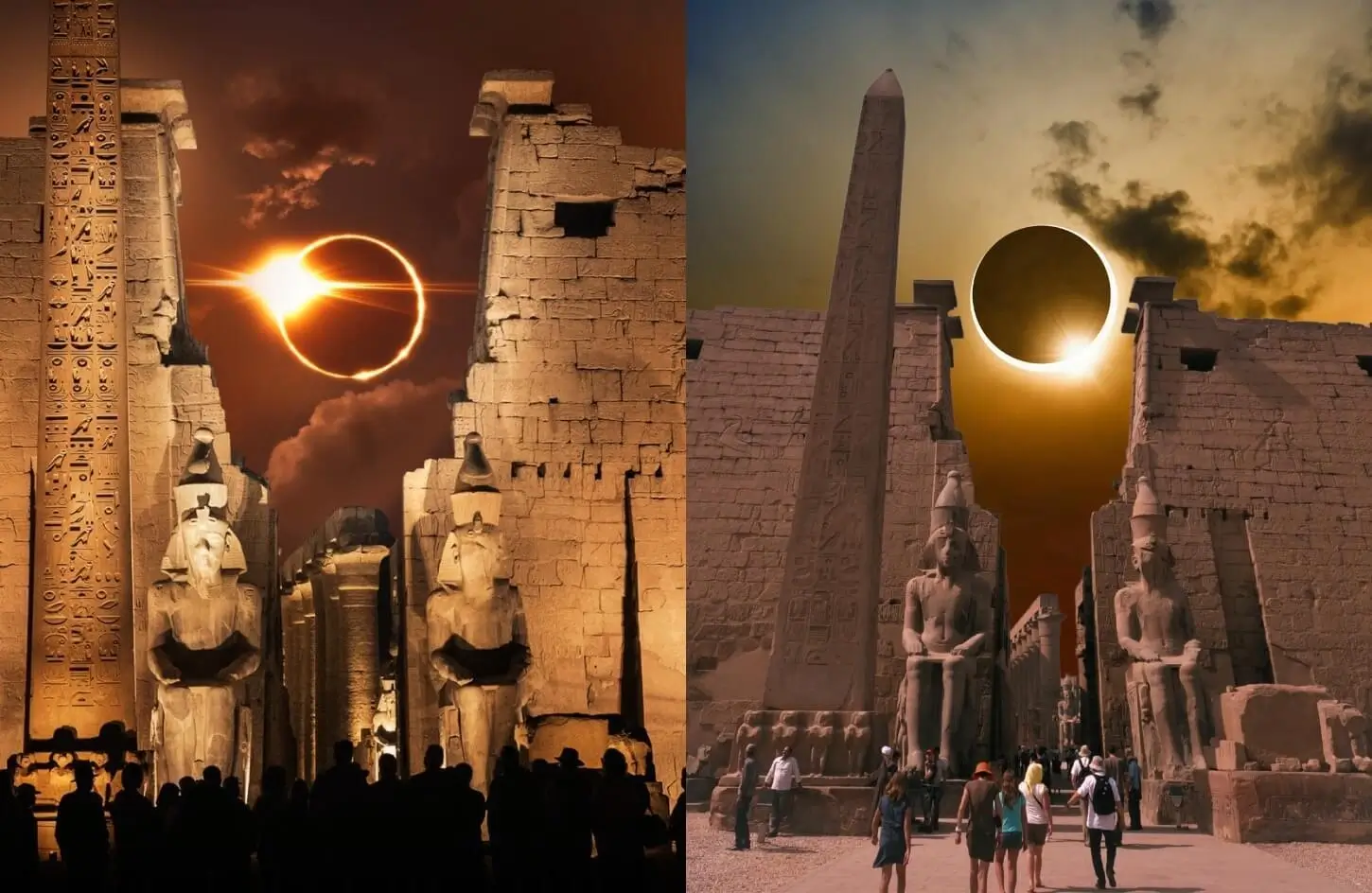 Luxor Temple during a solar eclipse